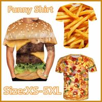 Męskie koszulki moda moda 3d nadruk koszulka T-shirt Hamburger pizza chips