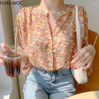 Chemises de chemisiers pour femmes printemps prairie chic tops blusas girl à côté de la mode Femme Floral Imprime