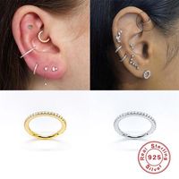 Woman Earrings 925 Sterling Silver Huggies Pendientes Bling Crystal Cartilage Hoop Earring Ear Bone Earlobe Piercing Buckle & Hugg274M