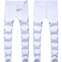 سروال جينز أبيض نحيف بارد الرجال جينز تمتد نحلًا جينز جينز جينز جينز H329H