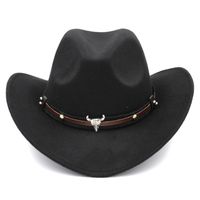 Boinas Mistdawn Wild Wild Western Cowboy Hat Cowgirl Sombrero Capa de lana Mezcla de lana rígida con cinturón de cuero Tauren tamaño 56-58 cm bbiberets
