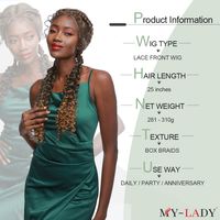 Costume Accessories 25inch Synthetic Box Braided Frontal Lace Wigs With Baby Hair Glueless Dutch Braid Wigs Afro Kinky Curly End Ponytail