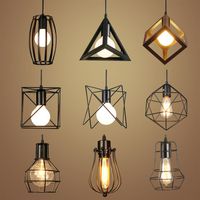 LED -Anhänger Leuchten Vintage Pendellampe Lustres Eisen Käfiglampenschatten Leuchte Retro Esszimmer Hausbeleuchtung Hanglamp228g