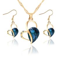 Wedding Crystal Hearts Pendant Chain Chokers Necklaces Charm Ear Rings Drop Dangle Earrings For Women Luxury Bridal Jewelry S237Z