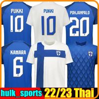 2022 Jerseys de futebol da equipe nacional da Finlândia Copa européia Pukki Skrabb Raitala Jensen Suomi 2021 Kamara Lod Arajuuri Home Men White Men Coolista Uniforme