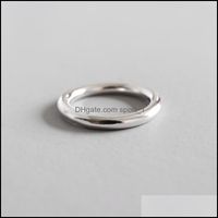 Band Rings Jewelry Genuine 990 Sterling Sier Circle Ring Trendy Simple Classic For Women Fine Party Gift Ymr519 Drop Delivery 2021 I4Dca