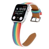 Apple Watch Strap Watch Bands Rainbow Stitching 38/40/41mm 42/44/45mm 패션 PU 가죽 watchbands에 적합합니다.