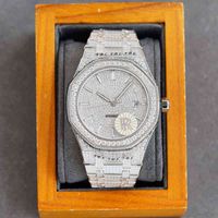 Ручная работа бриллиантов часы Mens Automatic Mechanical Watch 40 мм с алмазными сталью 904L Sapphire Ladi Busins.