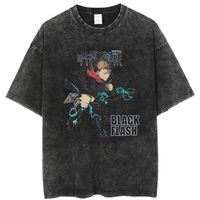 Anime Jujutsu Kaisen Graphic T Shirt Hombres Harajuku Hip Hop Vintage Lavado Tshirts para Hombres de gran tamaño 100% algodón Streetwear camiseta 220408