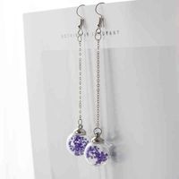Eardrop Jewelry Flower Dried in Glass Ball Earrings Fantasy Diy Ear Lines Dangle Earring for Women #hz201