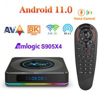 X96 x4 amlogic s905x4 smart rgb box de tv leve android 11 4g 64g wifi av1 mídia tv tvbox 8k ajuste o topbox com mouse de ar mouse de voz mini2430