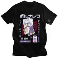 Homens camisetas Jojos Cool Adventure T camisa O Pescoço Jean Polnareff Camisetas Japonesa Algodão Anime Manga Tops Presente Tees FVRO