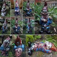 Outras artes e artesanato Halloween Horror Gnome Dwarf Resin Crafts Ornament Figures Decorações de jardim