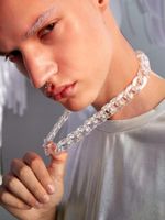 Цепи женская цепочка шеи мода прозрачное акриловое толстое ожерелье для женщин мужские мужские богемные пластиковые колючки -воротнички украшения подарок