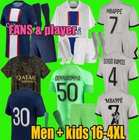 21 22 MBAPPE PSGS SOCCER JERSEYS 2022 2023 Di Maria Wijnaldum Sergio Ramos Hakimi Fourth Maillots de Football Kit Verratti Third 4th Shirt Men Kids Kits