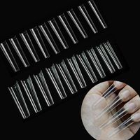 False Nails Non C-Curve XXL Long Coffin Acrylic Nail Tips Straight Square Half Cover Artificial Extension System Tool2384