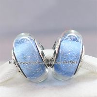 925 Lámpara de plata esterlina Cinderella El color fluorescencia Murano Glass Beads Fit Europeanstyle Charm Jewel217y