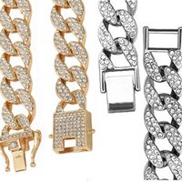 Chaines Chaîne de liaison cubaine pour hommes Colliers pour femmes CZ Diamants Silver Gol
