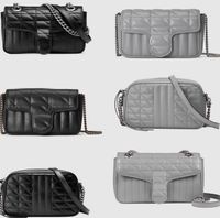 디자이너 Marmont Bags 고품질 체인 핸드백 어깨 가방 브랜드 핸드백 레이디 클래식 PU 정품 가죽 검은 흰색 회색 크로스 바디 백