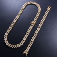 Einfache Hip -Hop -Schmuck 9mm kubanische Verbindung Kette Herren Halskette Armband Frau Fußkettchen Kupfergoldkette für Mann Diamant ECED -Ketten Silber Halsketten Choker Frauen Geschenk