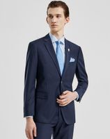 Men's Suits & Blazers Men Set Blazer Vest Pant 100% Wool Deep Blue Leisure Prom Party Wedding Groom Wear Four Seasons Businessman Daily Clot
