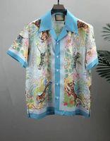 Lüks tasarımcı polo gömlekler erkek moda geometrik baskı bowling gömleği hawaii çiçek rahat gömlekler erkekler ince fit kısa kollu çeşitlilik
