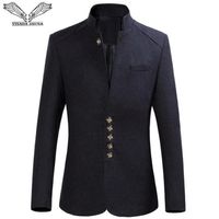 DA JAUNA Men Suit Coat Men 's Suits Standing collar Business Causal Slim Fit Male Solid Tops Clothing for Outwear 6XL282L