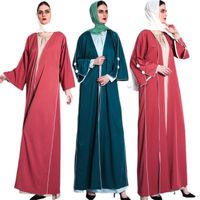 Ethnic Clothing Open Abayas Solid Color Muslim Women Arabic ...