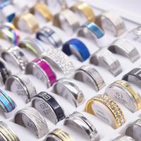 Estilos de mix de banda de 100 pcs/lote de alta qualidade anéis de aço inoxidável para homens mulheres jóias de casamento bandas de presentes de moda195p