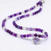Pendant Necklaces Lovely Purple Color Stone Beads Necklace Natural Labradorite Snake Skin Pink Quartz Real Pearls VE98Pendant
