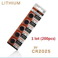 200 st 1 Lot Batterier CR2025 3V LITHIUM LI JON-BUTLE CELLBATTERY CR 2025 3 Volt Li-ion-mynt för Watch229V