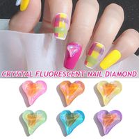 Nail Art Decorations 20pcs bag Fluorescent Parts Love Heart Shape Shiny Rhinestone Charm For Nails Manicure AccessoriesNail