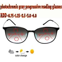 Güneş gözlüğü pochromic gri ilerici multifokal okuma gözlükleri erkekler woem ultralight siyah çerçeve + 1.0 +1.5 + 1 +3.5 +4