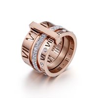 Дизайн стека из нержавеющей стали золотое кольцо для женщин Zircon алмазные римские цифры свадебные обручальные кольца