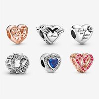 925 sterling silver charm beads love family mother charm rose gold suitable for pandora bracelet ladies DIY jewelry264S