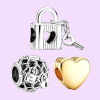 Fit Pandora Charms 925 Bead Bead Box Original Box Love Link Link Link Heart Heart Key Charm Jewelry