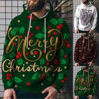 Sweats à capuche masculine Sweatshirts Sports Sweatshirt avec poches Automne et Hiver Novelty Christmas Imprimé à manches longues Ropa Hombre