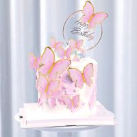 Other Festive & Party Supplies 1Set Pink Purple Butterfly Cake Topper Adult Child Birthday Decoration Dessert Cupcake Flag Decor Baby Shower