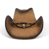 Berets 100% Leather Black Men Western Cowboy Hat For Gentlem...