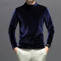 Men's Casual Shirts Brand 2022 Spring & Autunm Men's Fashion Slim Velour M-7XL Half Turtleneck Velvet Blouse Plus Size Tops 5XL 6XLM