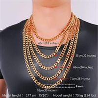 Never fade Fashion Luxury Chain Necklace Hip hop Men Jewelry 18K Real Yellow Gold Plated 6mm Chain Necklaces for Women Mens3165