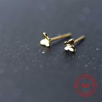 pretty simple 925 sterling silver mini animal series gold plated stud earrings Christmas beautiful small earring butterfly jewelry Wholesale