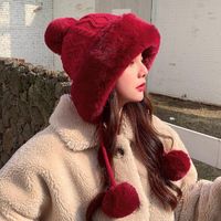 Berretti/berretto da cranio inverno in cotone caldo cashmere tappo pullover donne cappelli a maglia in maglieria di colore solido capsbeanie/sku