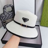 Designer hat Ball Caps correct version inverted triangle belt buckle decorative leather bag edge big hat brim sunscreen straw seaside vacation XGAH
