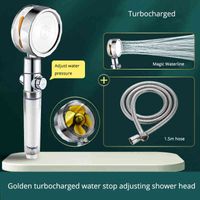High Pressure Sprayer 360 Grade Rotating Rainfall Water Saving With Small Fan Hand Hero Shower Head Bathroom Accessories J220516