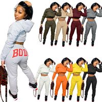 Winter Womens Tracksuits Long Sleeve Hoodies Outfits 2 Piece Set Jogging Sportsuit Fashion Sweatshit Sexy Crop Top Hooded K7528287b