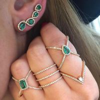 Stud bling zielony cZ Stone Long Ear Climber kolczyk dla kobiet romantyczny prezent ślubny moda łza sześcien cyrkonia biżuteria