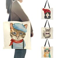 Bolsas de noite sacola de compras reutilizável de gato