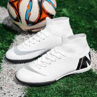 أحذية كرة القدم الرجال أحذية أحذية كرة القدم عالية الكاحل المرابط العشب أحذية رياضية داخلي أبيض chaussure 220331