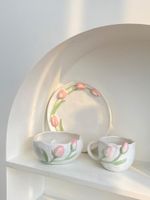 Tasses en céramique pour vaisselle tulipes en pendassage en manches
